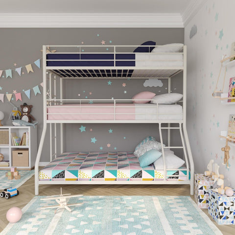 Image of DHP Everleigh Kids' Triple Bunk Bed, Twin over Twin over Full, off White
