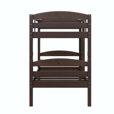 Image of Better Homes & Gardens Leighton Solid Wood Twin-Over-Twin Convertible Bunk Bed, Mocha