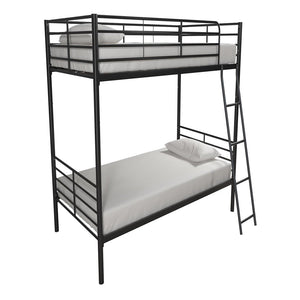 Mainstays Convertible Twin over Twin Metal Bunk Bed, Black