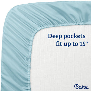 Fitted Bottom Sheet Premium 1800 Ultra-Soft Wrinkle Resistant Microfiber, Hypoallergenic, Deep Pocket (Twin - 1 Pack, Light Blue)