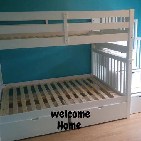Image of Homemade Tena Solid Wood Standard Bunk Beds with Stairway & 2 under Bed Drawers