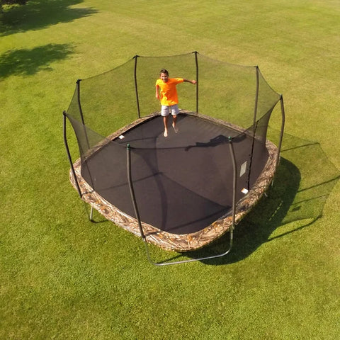 Image of Camo 14' Square Trampoline with Safety Enclosure