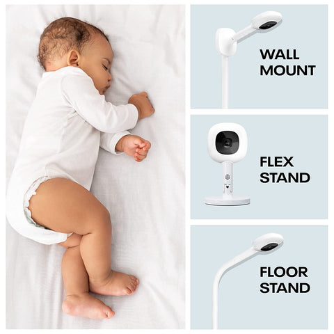 Image of "Smart Baby Monitoring System with Wi-Fi HD Video Camera, Night Vision, and Breathing Wear Band - Tracks Infant Sleep, Breathing, and Growth with Multi-Stand and Smart Sheets"