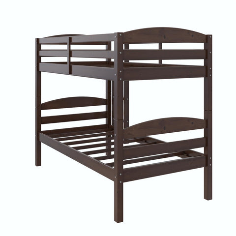 Image of Better Homes & Gardens Leighton Solid Wood Twin-Over-Twin Convertible Bunk Bed, Mocha