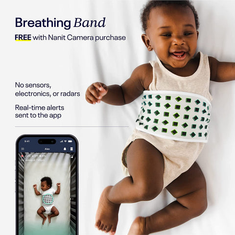 Image of "Smart Baby Monitoring System with Wi-Fi HD Video Camera, Night Vision, and Breathing Wear Band - Tracks Infant Sleep, Breathing, and Growth with Multi-Stand and Smart Sheets"