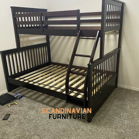 Image of "Solid Wood Twin over Full Bunk Bed - Standard Size - Handmade"