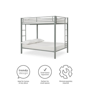 DHP Sidney Full over Full Metal Bunk Bed, Silver