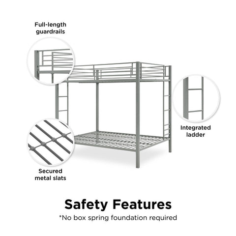 Image of DHP Sidney Full over Full Metal Bunk Bed, Silver