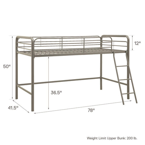 Image of DHP Jett Junior Twin Metal Loft Bed, Silver
