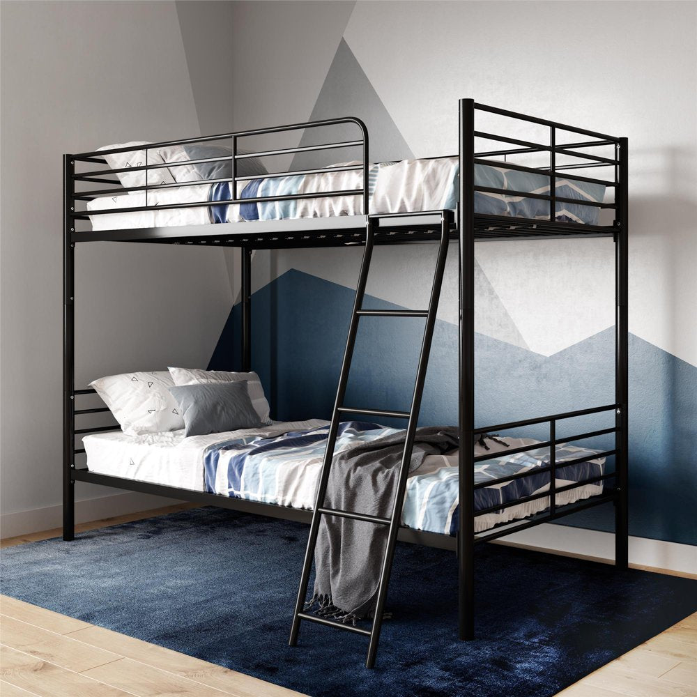 Black Mainstays Metal Bunk Bed, Twin over Twin Convertible – Three